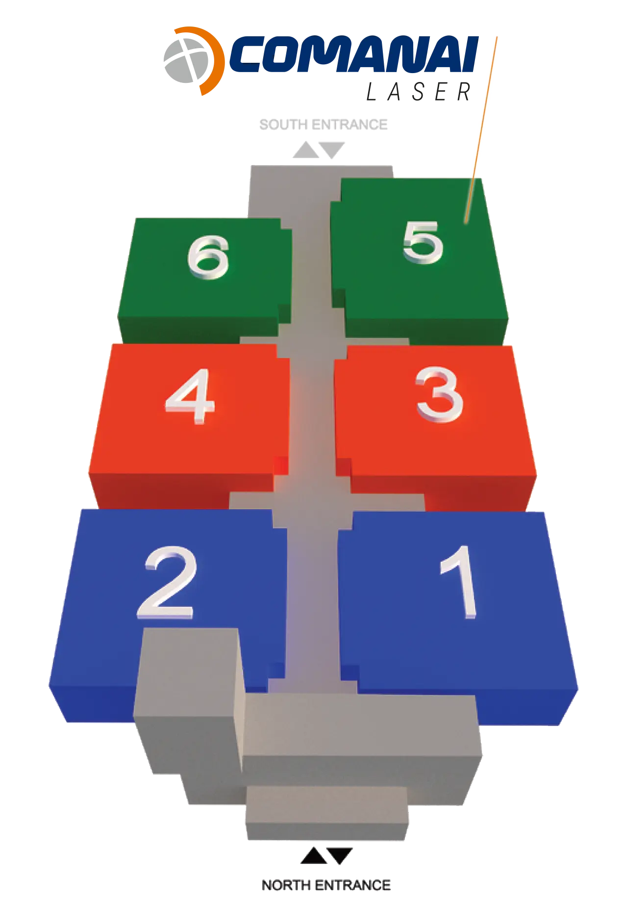 Plano de pabellones de la BIEMH 2026 con COMANAI en el pabellón 5, stand C-04